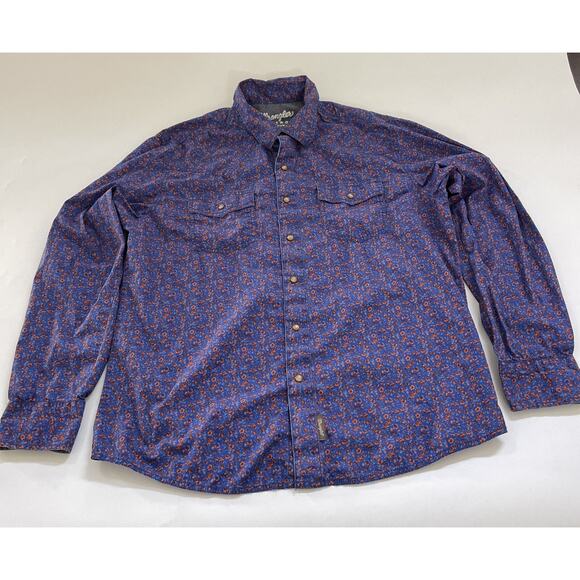Vintage Wrangler RETRO Cowboy Shirt Snap Button XL Floral Western Country - Picture 1 of 11